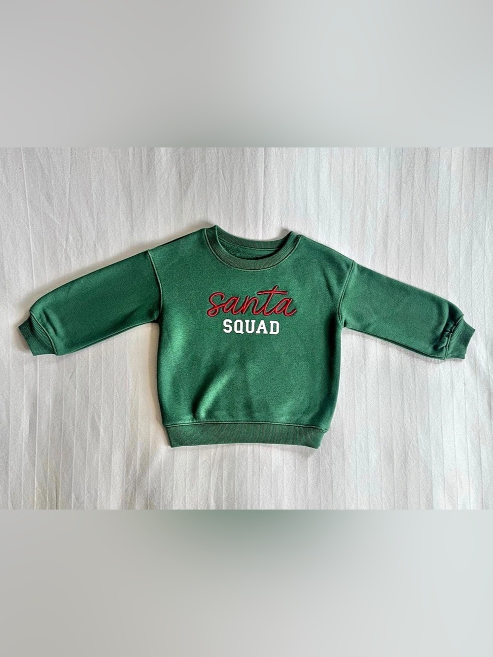 Cat & Jack Santa Squad Graphic Fleece Sweatshirt Green Baby 18M